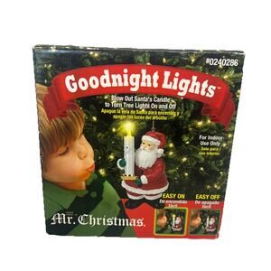 Mr Christmas Goodnight Lights Blow Out Santa's Candle To Turn Tree Lights On Off